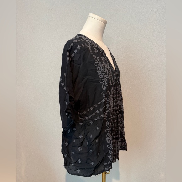 Johnny Was Black and Gray Embroidered Blouse - Picture 2 of 6
